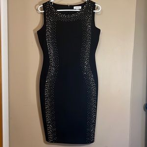 Calvin Kline dress black with gold & silver jewels. Size 6